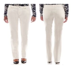 Women's Jeans Liz Claiborne Straight Leg white size16 NEW